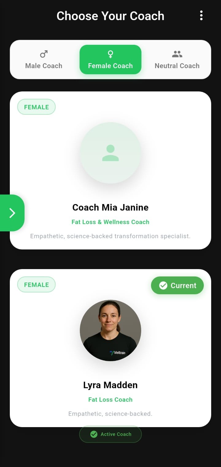 Coach selection panel